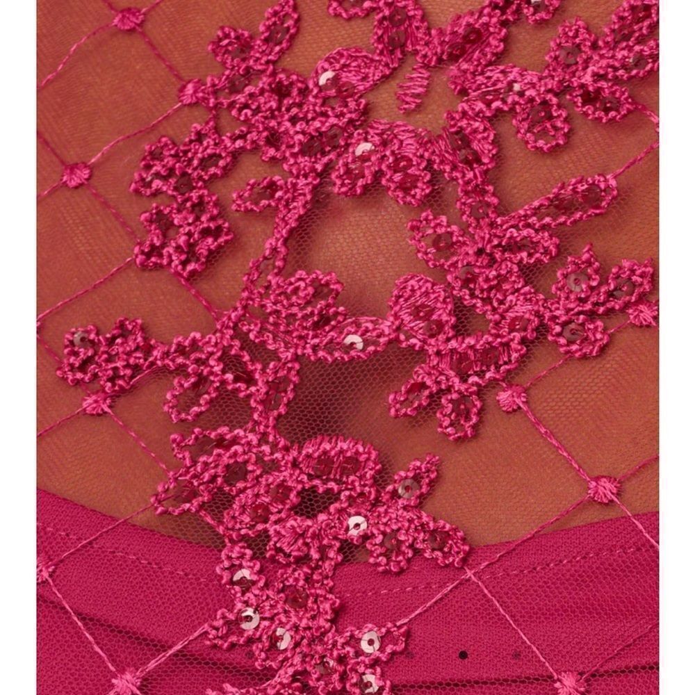Adrianna Papell Sequin Embroidered Sheath Dress With Sheer Neckline, Pink, 4 NWT - Picture 5 of 14